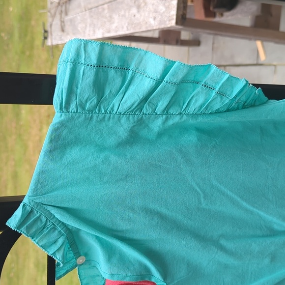 J Crew ruffle eyelet short sleeve top Green Sea foam green 2XL New w tags Sz  20 - Picture 9 of 16